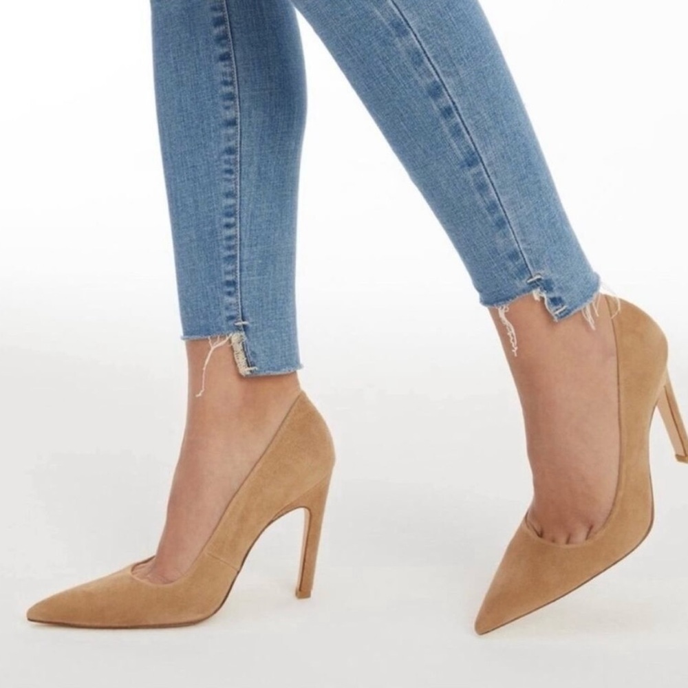 Good American The Icon Beige Pointed‎ Toe Stiletto Pump Heels Size 8.5 Casual